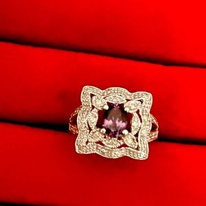 10K White Gold .75ct lavender spinel & .22ctw diamond ring